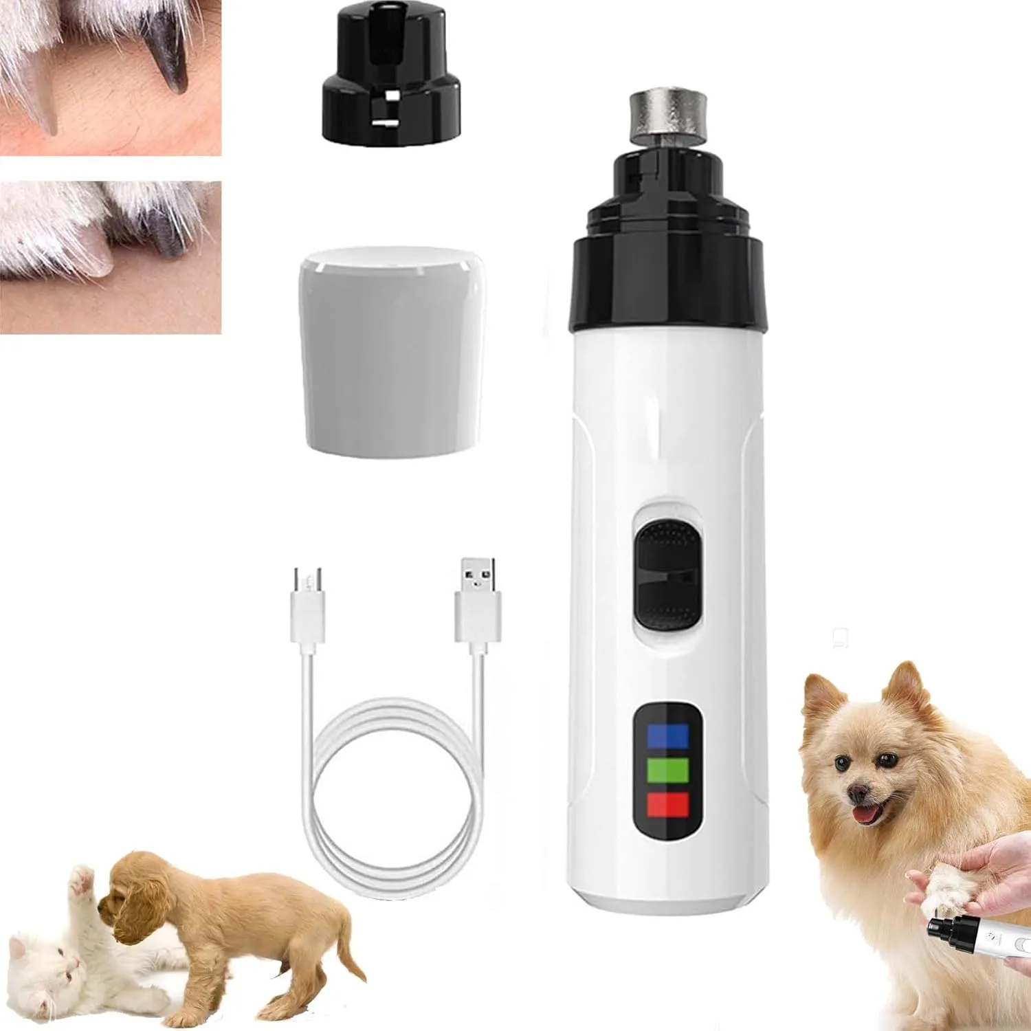 Heusom Silent Groom Pro Nail Grinder, 2025 New Silent Groom Pro Nail Grinder, Heusom Dog Nail Trimmer, Heusome Dog Nail Trimmer, Rechargeable USB Charging Pet Nail Grinder (1pcs)