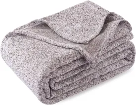 KAWAHOME Summer Sweatshirt Throw Blanket for Bed-Lightweight Breathable Blankets,Soft Thin Knit Jersey Throw Blanket for Hot Sleepers,50 X 60 Inches, Heather Brown