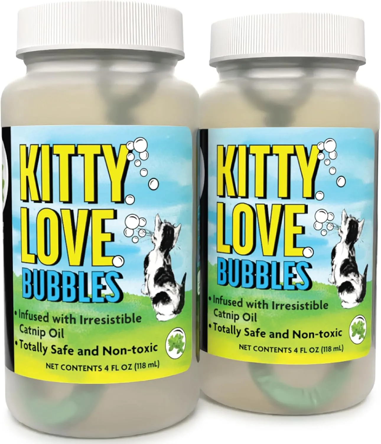 Kitty Love Bubbles, Catnip Scented Bubbles 4oz. Bottle-2 Pack for Cats