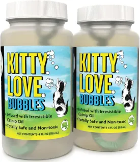Kitty Love Bubbles, Catnip Scented Bubbles 4oz. Bottle-2 Pack for Cats
