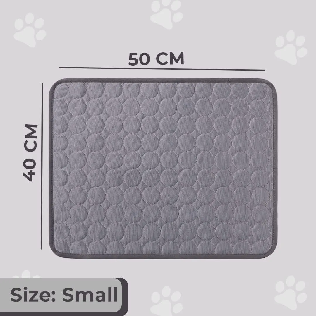 Kuber Industries Rectangular Dog & Cat Bed|Premium Cool Ice Silk Polyester With Bottom Mesh|Multi-Utility Self-Cooling Pad For Dog & Cat|Light-weight & Durable Dog Bed|ZQCJ001DG-S|Dark Grey(Pack Of 3)