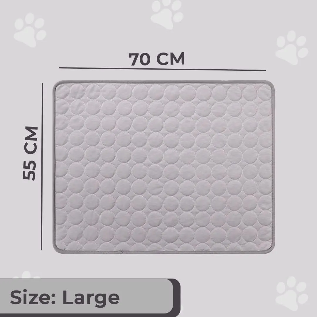 Kuber Industries Rectangular Dog & Cat Bed|Premium Cool Ice Silk with Polyester With Bottom Mesh|Multi-Utility Self-Cooling Pad For Dog & Cat|Light-weight & Durable Dog Bed|ZQCJ001G-XL|Grey(Pack Of 4)