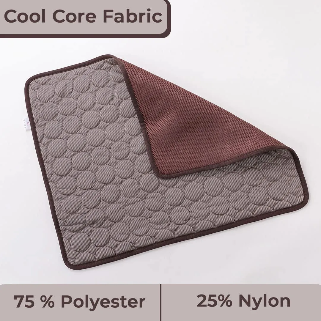 Kuber Industries Rectangular Dog & Cat Bed|Premium Cool Ice Silk with Polyester With Bottom Mesh|MultiUtility Self-Cooling Pad For Dog & Cat|Light-weight & Durable Dog Bed|ZQCJ001C-L|Coffee(Pack Of 5)