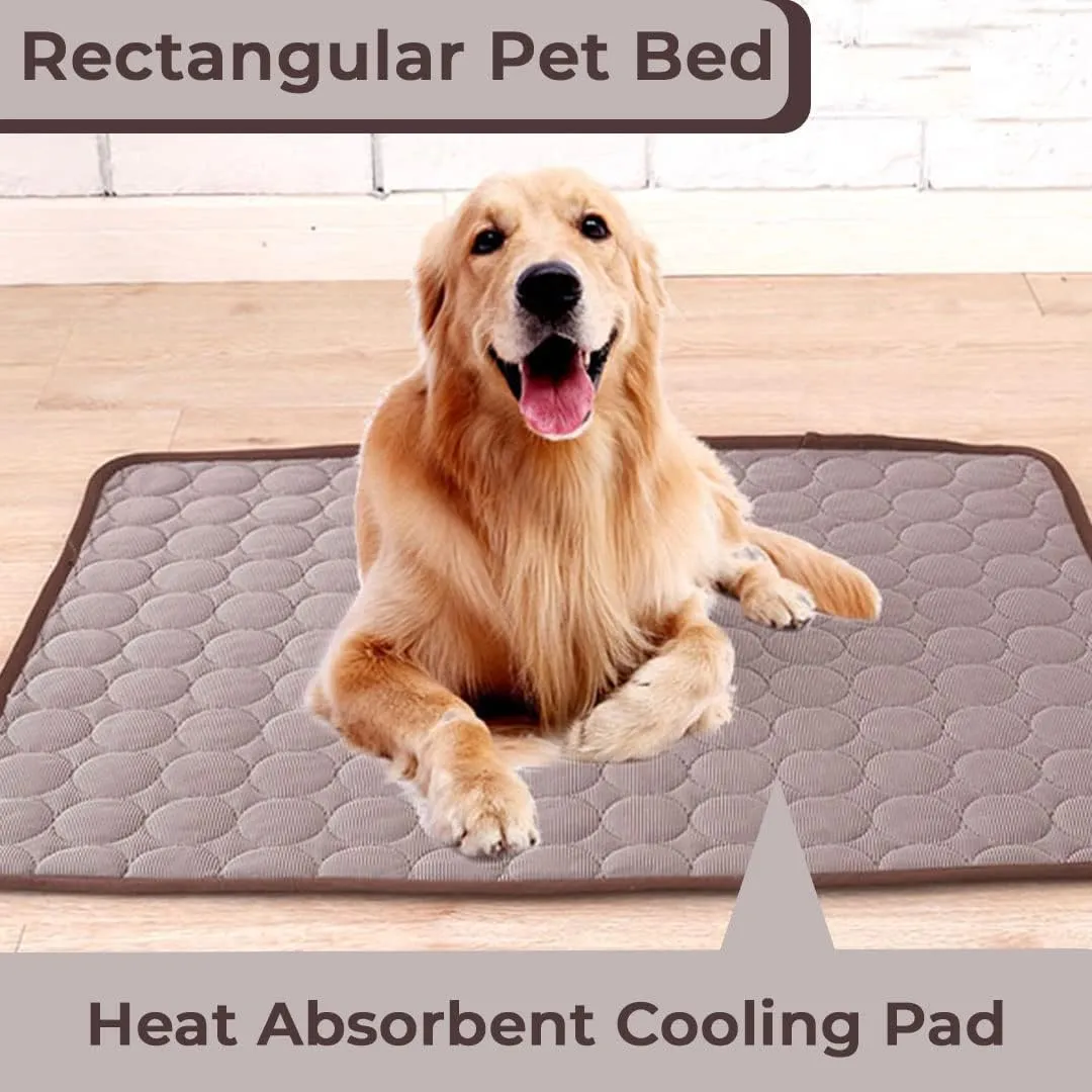 Kuber Industries Rectangular Dog & Cat Bed|Premium Cool Ice Silk with Polyester With Bottom Mesh|MultiUtility Self-Cooling Pad For Dog & Cat|Light-weight & Durable Dog Bed|ZQCJ001C-L|Coffee(Pack Of 5)