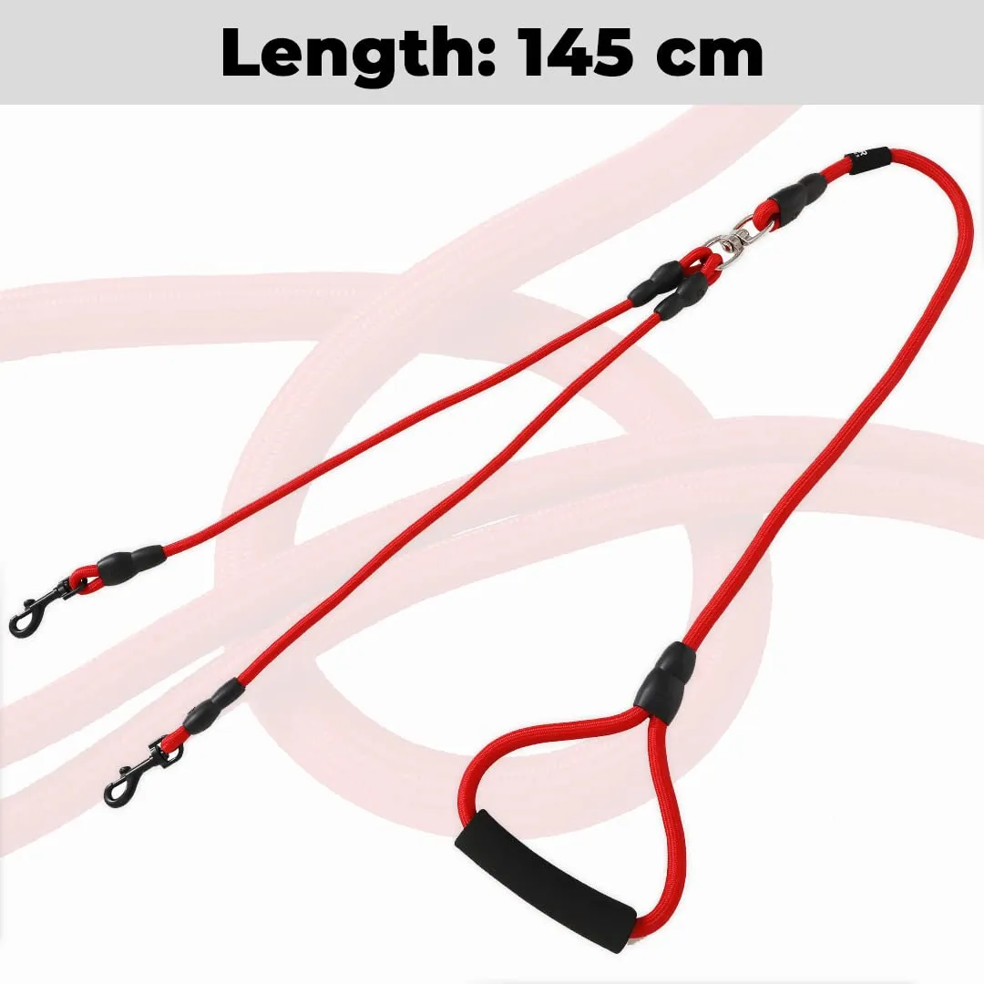 Kuber Industries Strong Dog Rope Leash with Comfortable Padded Handle, Red