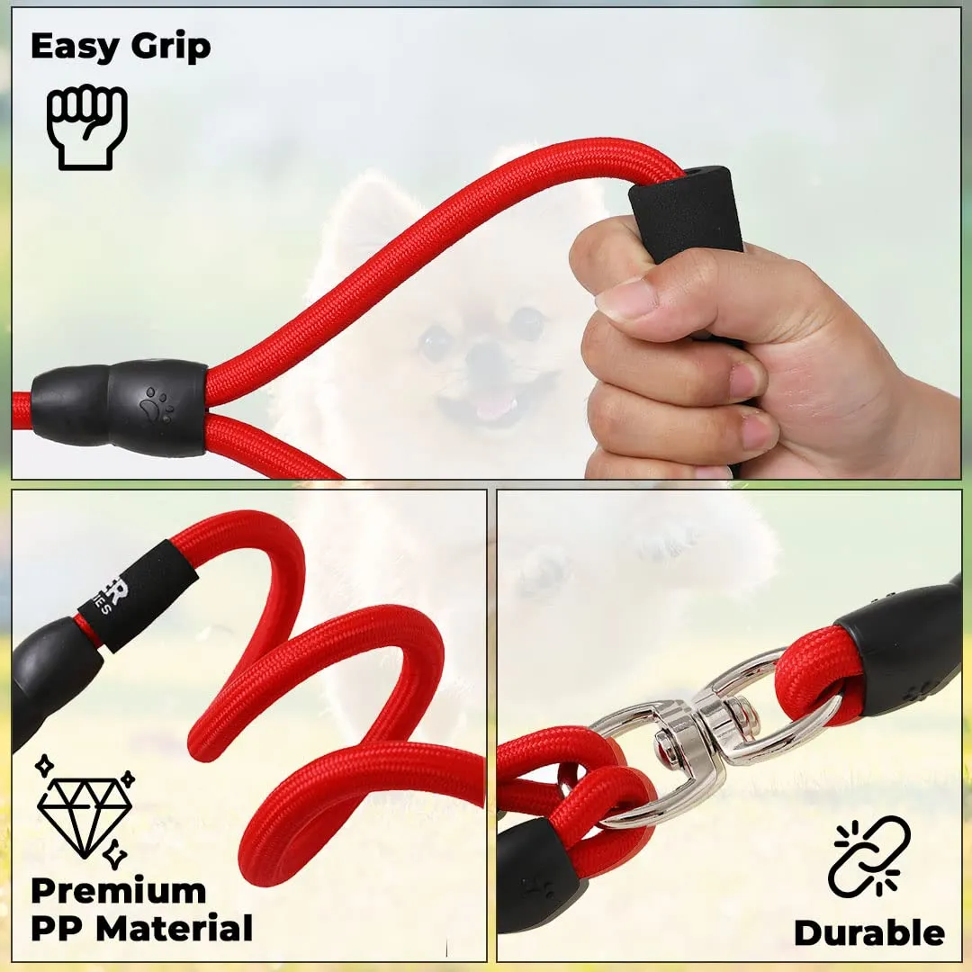 Kuber Industries Strong Dog Rope Leash with Comfortable Padded Handle, Red
