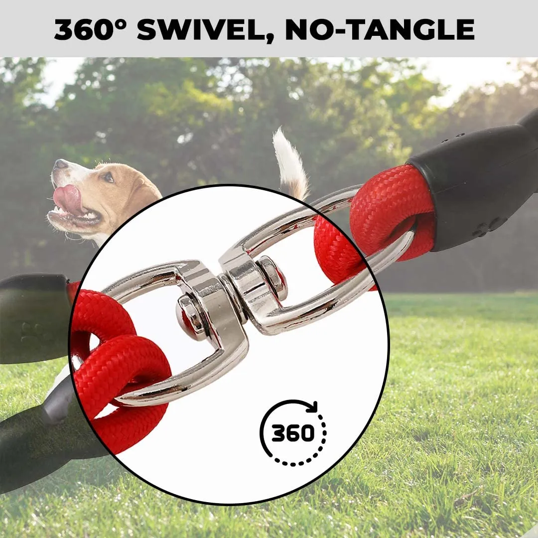 Kuber Industries Strong Dog Rope Leash with Comfortable Padded Handle, Red
