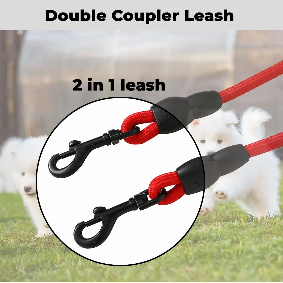 Kuber Industries Strong Dog Rope Leash with Comfortable Padded Handle, Red