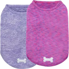 KYEESE 2 Pack Dog Shirts Quick Dry Soft Stretchy Pet T-Shirts with Reflective Label Tank Top Sleeveless Vest Sun Protection Dog Clothes for Small Medium Dogs, Small, Purple Pink