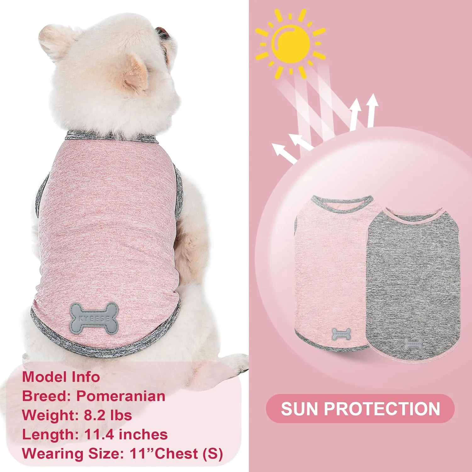 KYEESE 2Pack Dog Shirts Sun Protection Puppy T Shirt Pet Clothes Quick Dry for Small Dog with Reflective Label Soft Tank Top Sleeveless Pet Vest Puppy Clothes, Small