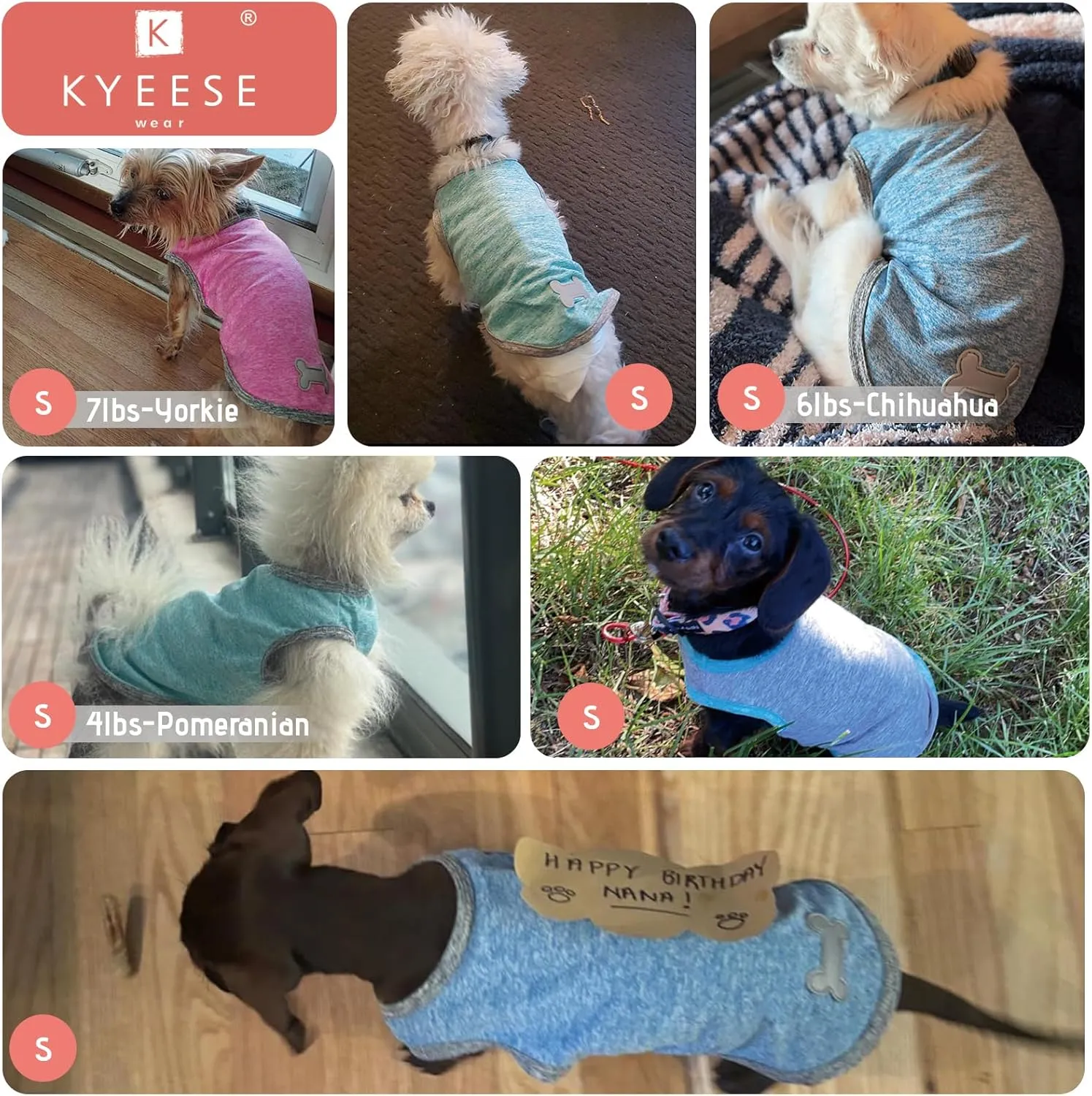 KYEESE 2Pack Dog Shirts Sun Protection Puppy T Shirt Pet Clothes Quick Dry for Small Dog with Reflective Label Soft Tank Top Sleeveless Pet Vest Puppy Clothes, Small