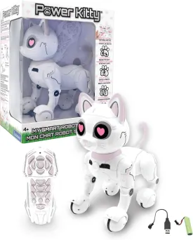 Lexibook - Power Kitty - Remote Control Robot Cat, Programmable Smart Robot, Light, Sound, White/Pink - KITTY01