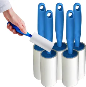 Lint Roller for Pet Hair Extra Sticky, Lint Rollers 200 Sheets Mega Value Set, Pet Hair Remover Roller with 5 Handle & 5 Rollers, Portable Lint Remover for Clothes, Furniture, Dog & Cat Hair Blue 5
