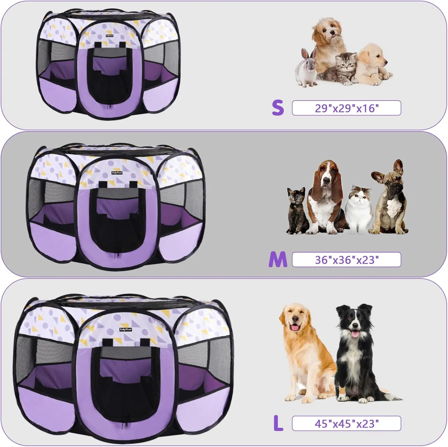Lucky Monet Portable Dog Cat Playpen Small Dog Puppy Kitten Play Pens Indoor Pop Up Travel Dog Pen for Outdoor Camping Use