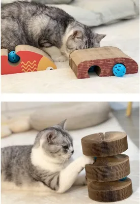 Magic Organ Cat Scratching Board, Interactive Scratch Pad Cat Toy with Toy Bell Ball