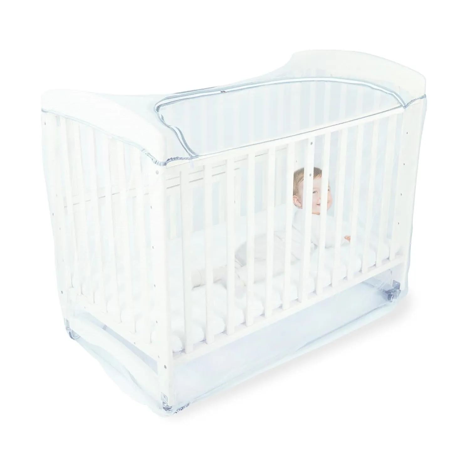 Orzbow Baby Crib Tent to Keep Baby from Climbing Out, Encrypted Mosquito Net for Crib, Crib Net with Two-Way Zippers, Durable and Breathable Mesh Cover, Falls and Mosquito Bites, White