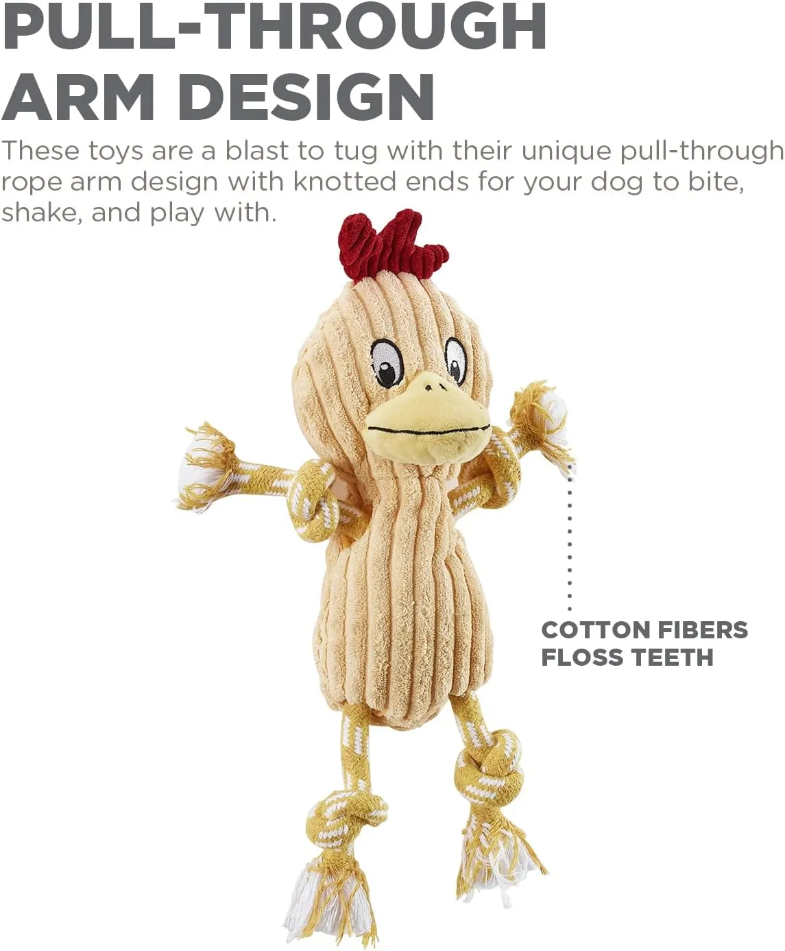 Outward Hound Ranch Roperz Chicken Plush Squeaky Dog Toy