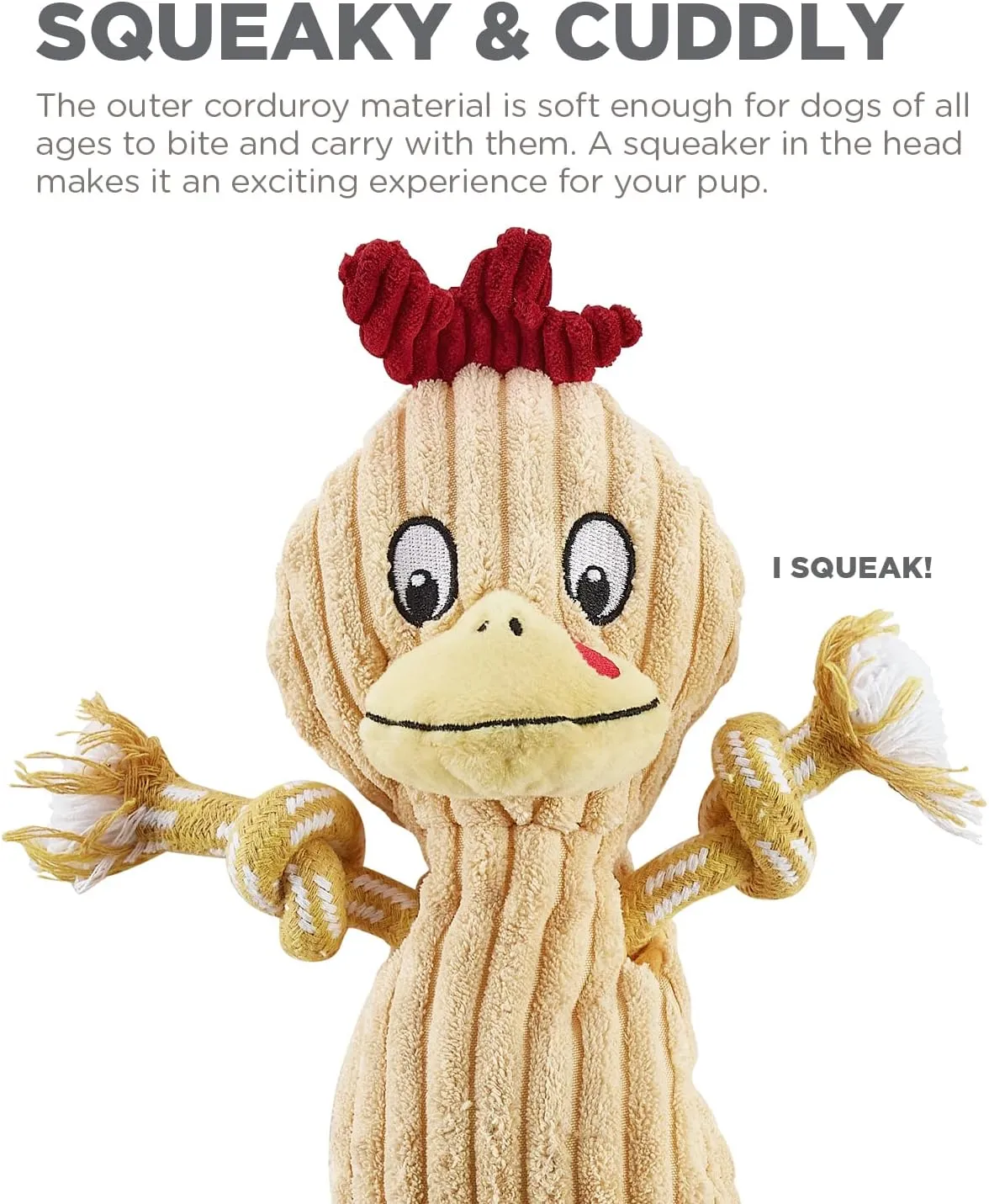 Outward Hound Ranch Roperz Chicken Plush Squeaky Dog Toy