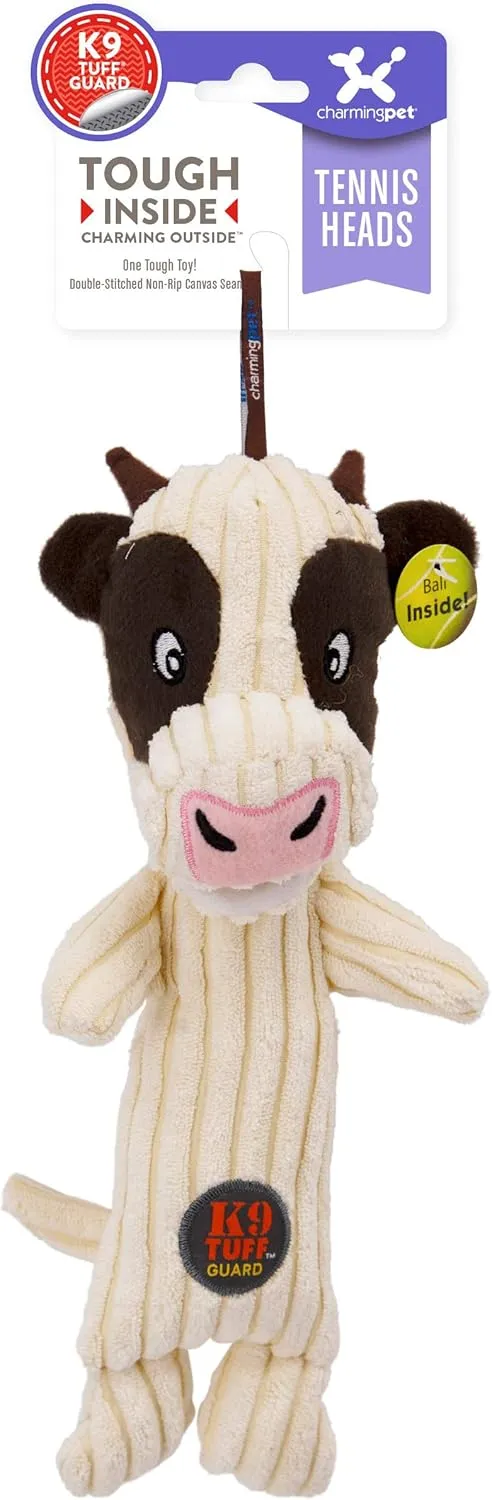 Outward Hound Tennis Heads Cow Plush Squeaky Dog Toy