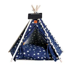 PAWS ASIA Manufacturers Luxury Design Wood Frame Foldable Dog Bed Tent Kennel Cat Teepee