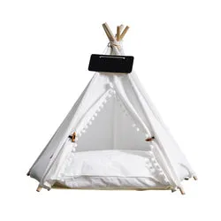 PAWS ASIA Manufacturers Luxury Design Wood Frame Foldable Dog Bed Tent Kennel Cat Teepee