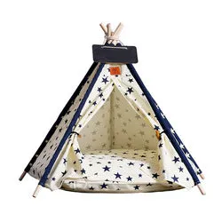 PAWS ASIA Manufacturers Luxury Design Wood Frame Foldable Dog Bed Tent Kennel Cat Teepee