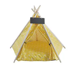 PAWS ASIA Manufacturers Luxury Design Wood Frame Foldable Dog Bed Tent Kennel Cat Teepee