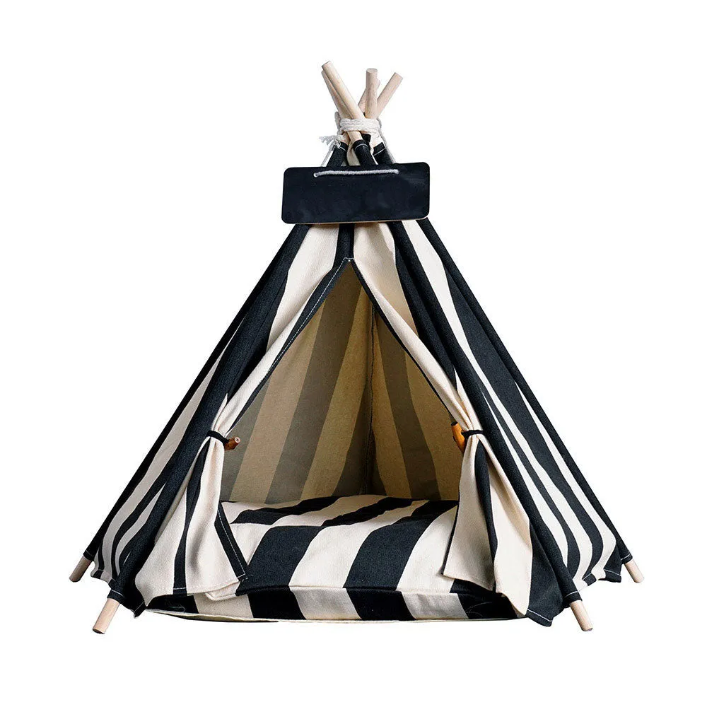 PAWS ASIA Manufacturers Luxury Design Wood Frame Foldable Dog Bed Tent Kennel Cat Teepee