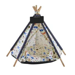 PAWS ASIA Manufacturers Luxury Design Wood Frame Foldable Dog Bed Tent Kennel Cat Teepee