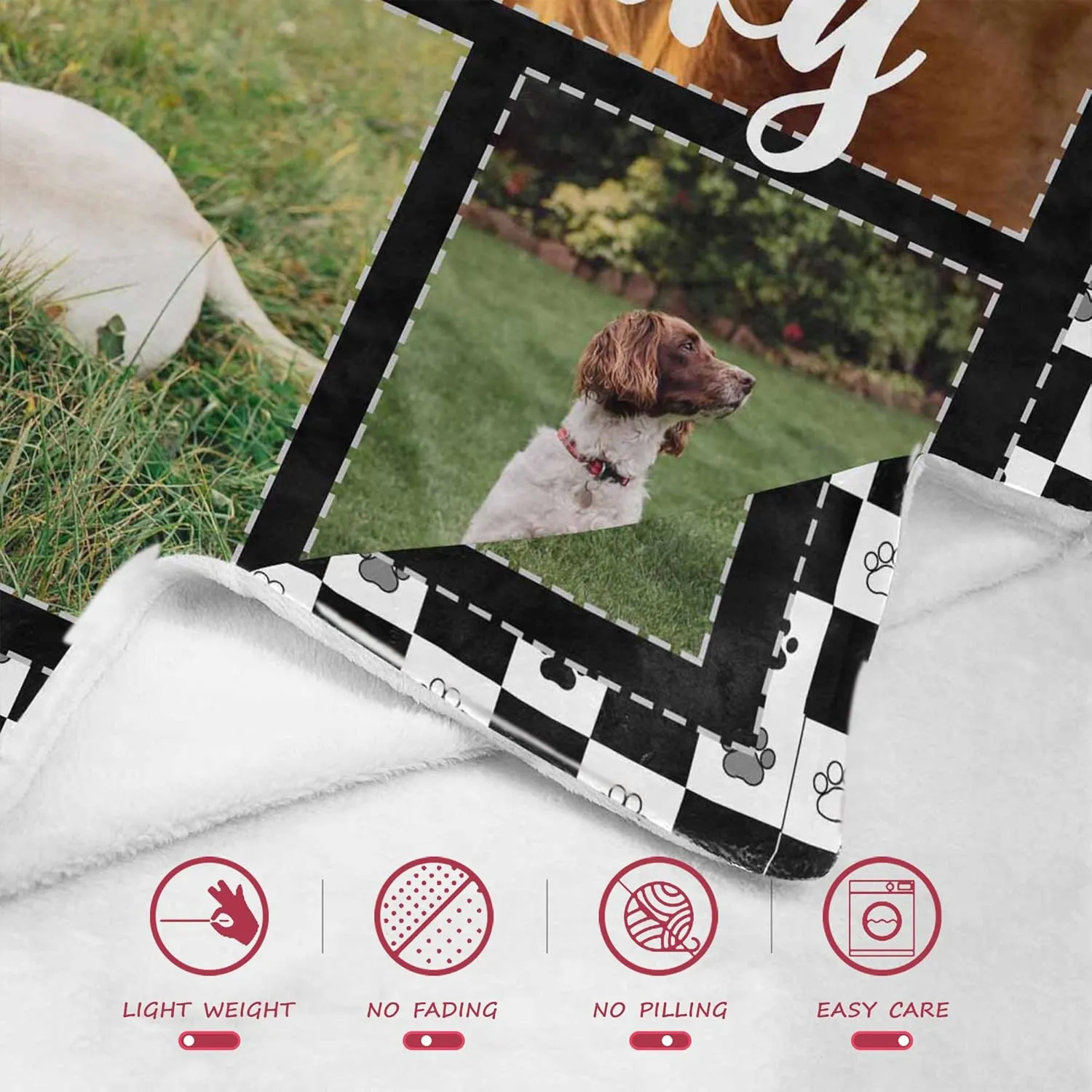Personalized Dog Memorial Blanket with Photos, Custom Dog Mom Pet Lovers Remembrance Gift, in Loving Memory