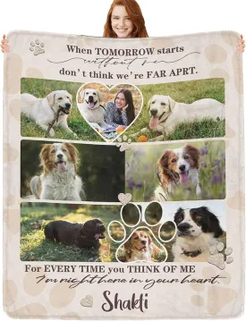 Personalized Dog Memorial Blanket with Photos, Custom Dog Mom Pet Lovers Remembrance Gift, in Loving Memory