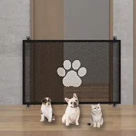 Pet Door, Duty Dog Gate for Stairs & Doorways, Tall Adjustable Pet Safety Gate with Breathable Mesh Screen, Indoor Stair Barrier Fits Wide Openings, with 6 Plastic Pipes, 4 Joints and 4 Hooks (B)