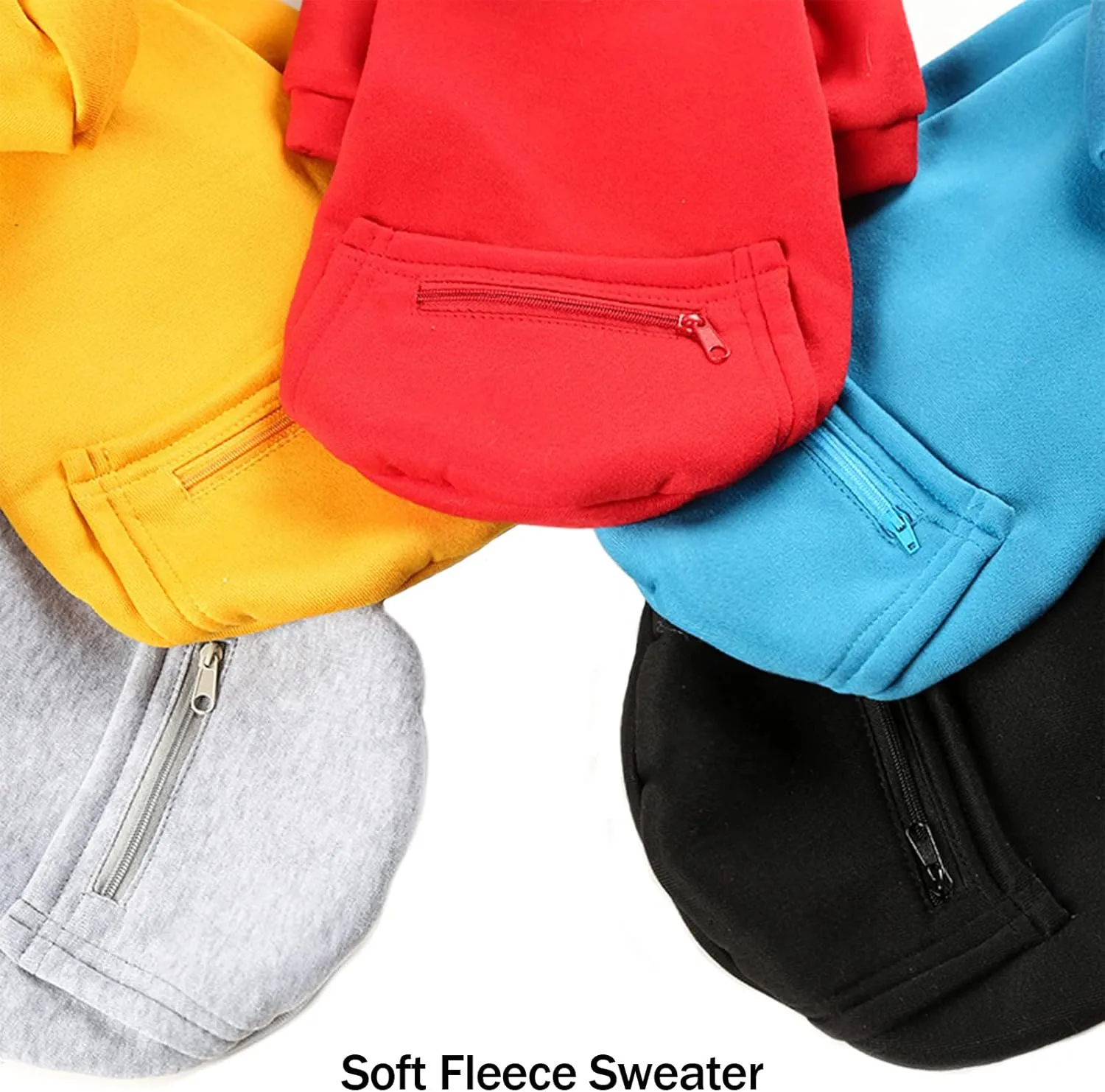 PETCARE Dog Hoodies Pet Small Dog Sweater Grey Warm Soft Fleece Sweatshirts with Pocket Winter Puppy Cat Sweaters Hooded Clothes for Small Dogs Chihuahua Outfits Yorkies French Bulldog Costume