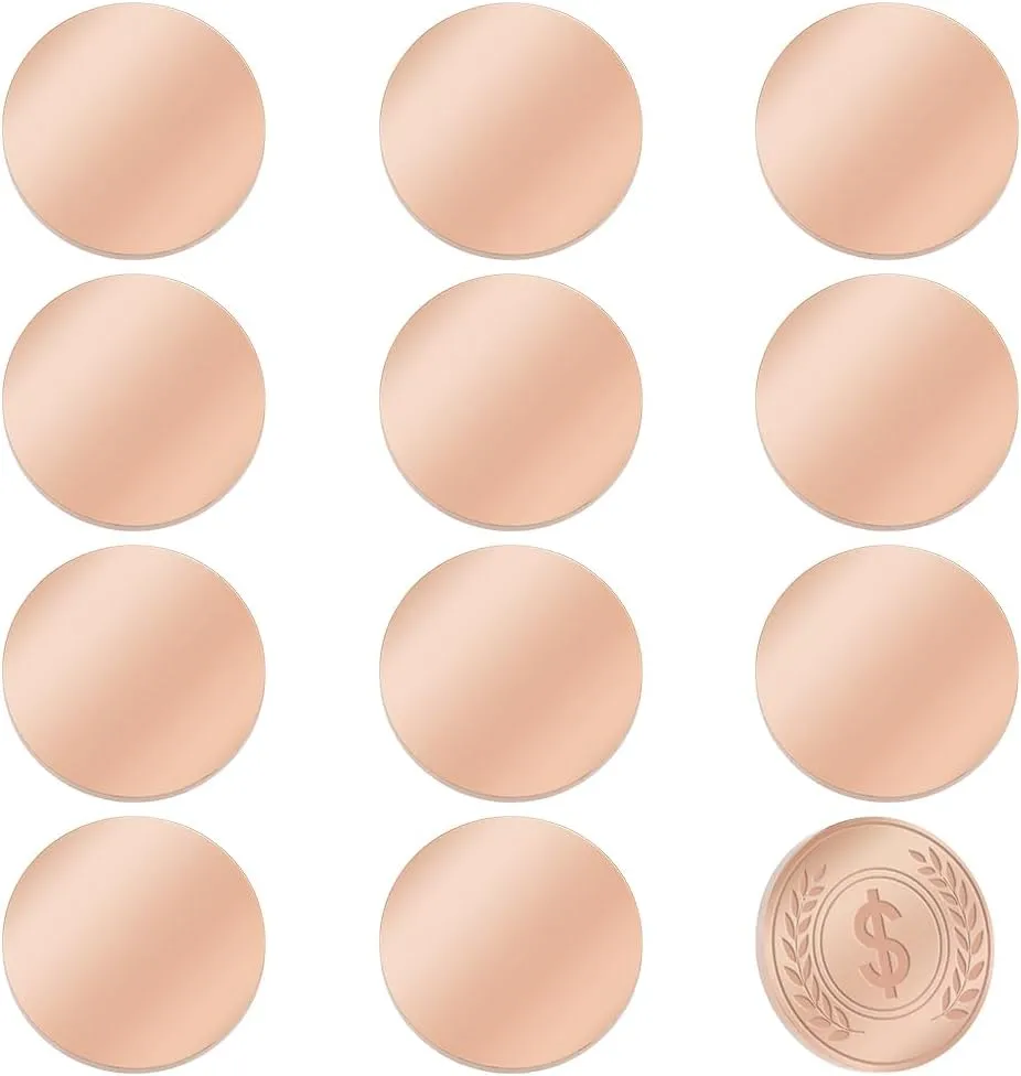 PH PandaHall 12pcs Blank Coins for Engraving Blank Challenge Coins Stainless Steel Custom Coin 32mm Coin Blanks Disc Metal Stamping Blanks for Crafts Engraving Jewelry Making, Rose Gold