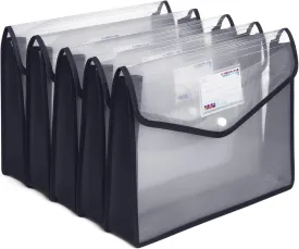 Plastic File Folders, Waterproof Transparent Expandable File Organiser, Portable Large Capacity A4B4 File Wallet for Office/Business/School (5 Pack)