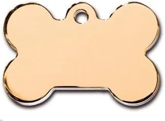 Premium Polished Metal Collection Bone Shape Personalized 2 Side Custom Engraved Pet ID Tags! (Polished Brass, Large (1.5"x1"))