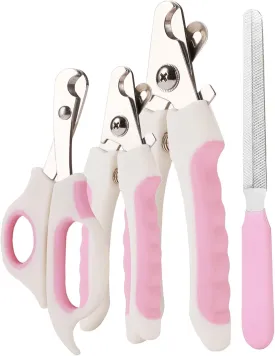 QEBABY Dog Nail Clippers and Trimmer Set with Safety Guard 4 in 1 Stainless Steel Professional Grooming Tool for All Small Large Dogs Cats Pets