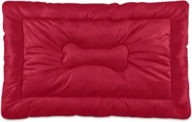 Red Solid Color Crate Pet Bed, Portable Washable Dog Cat Mat, Soft Comfortable Pet Mattress with Non-Slip Bottom for Dogs Cats Sleeping, 36 x 24 Inch