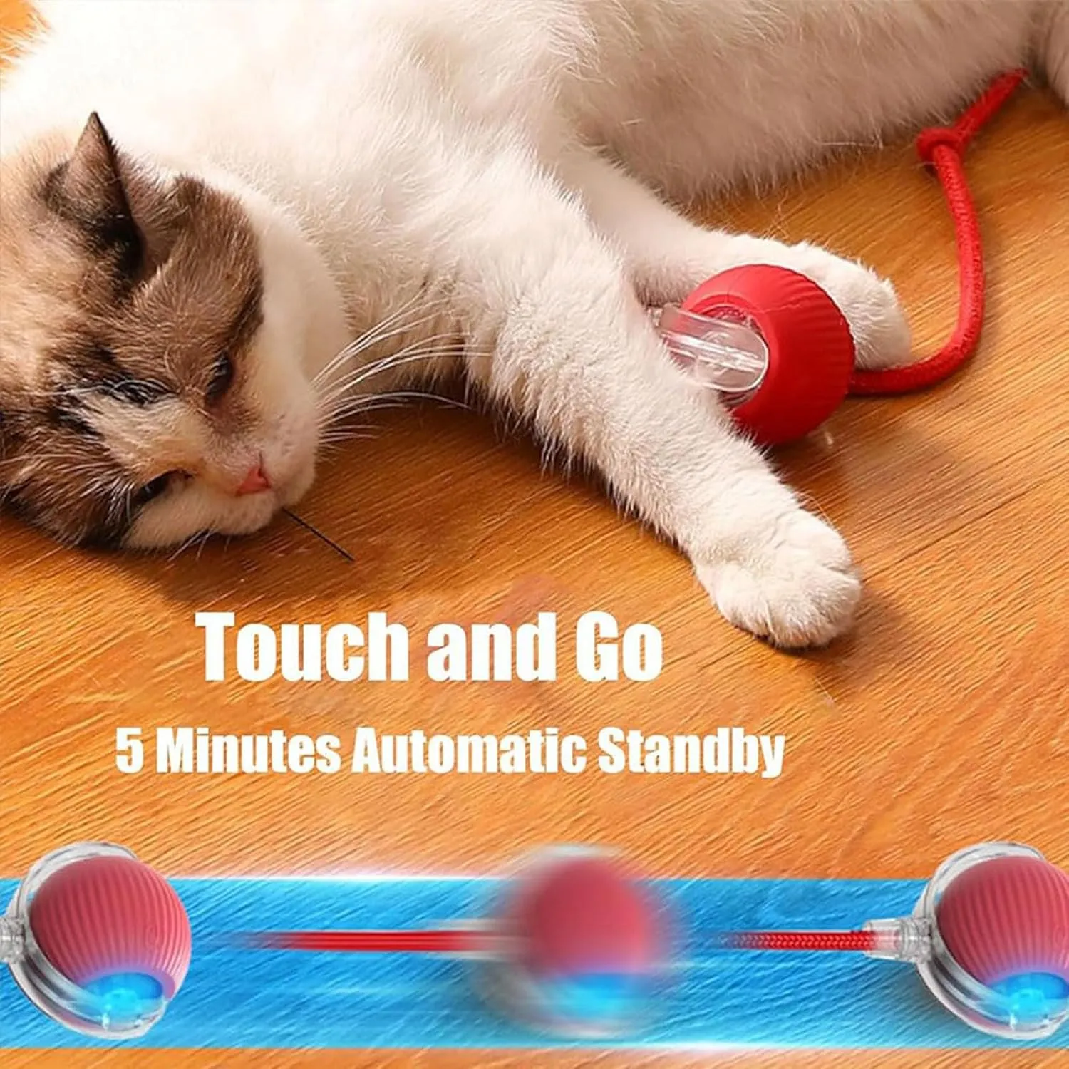Rollie Pet Interactive Smart Cat & Dog Toy, Motion Activated 360 Electric Rolling Ball for Large & Small Pets (Green-B)