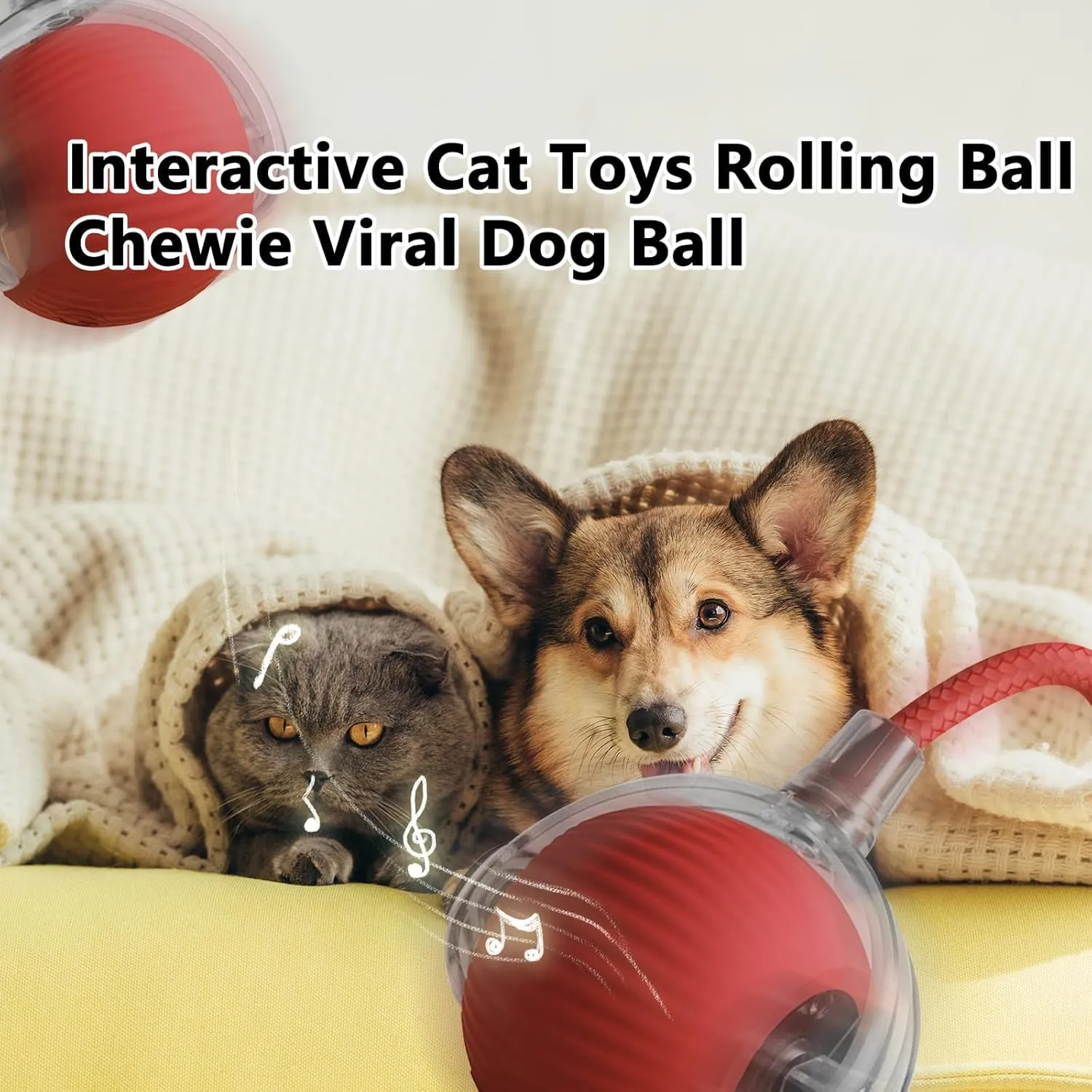 Rollie Pet Interactive Smart Cat & Dog Toy, Motion Activated 360 Electric Rolling Ball for Large & Small Pets (Green-B)