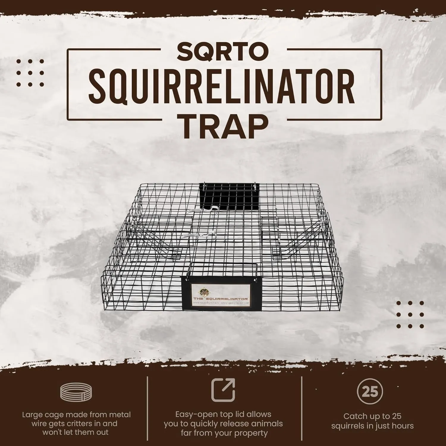Rugged Ranch Squirrel Trap, Live Animal Catch & Release Cage, Squirrelinator