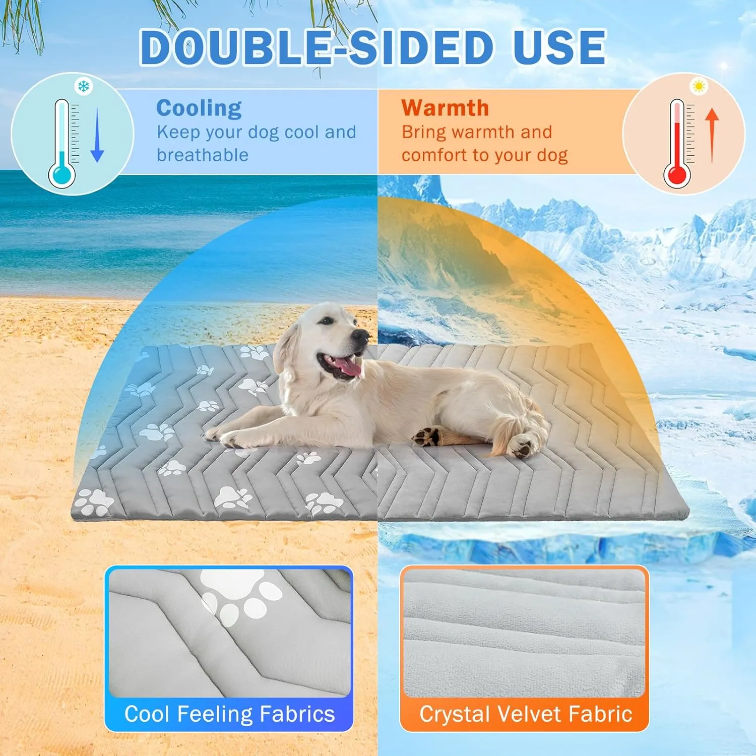 SCENEREAL Dog Cooling Mat for Crate, Thicken Self-Cooling Dog Pad Reversible (Cool & Warm), 36"x23" Pet Cool Bed for M Large XL Dogs,Kennel Sofa Mats Machine Washable, Durable Non-Toxic Gel, Outdoor