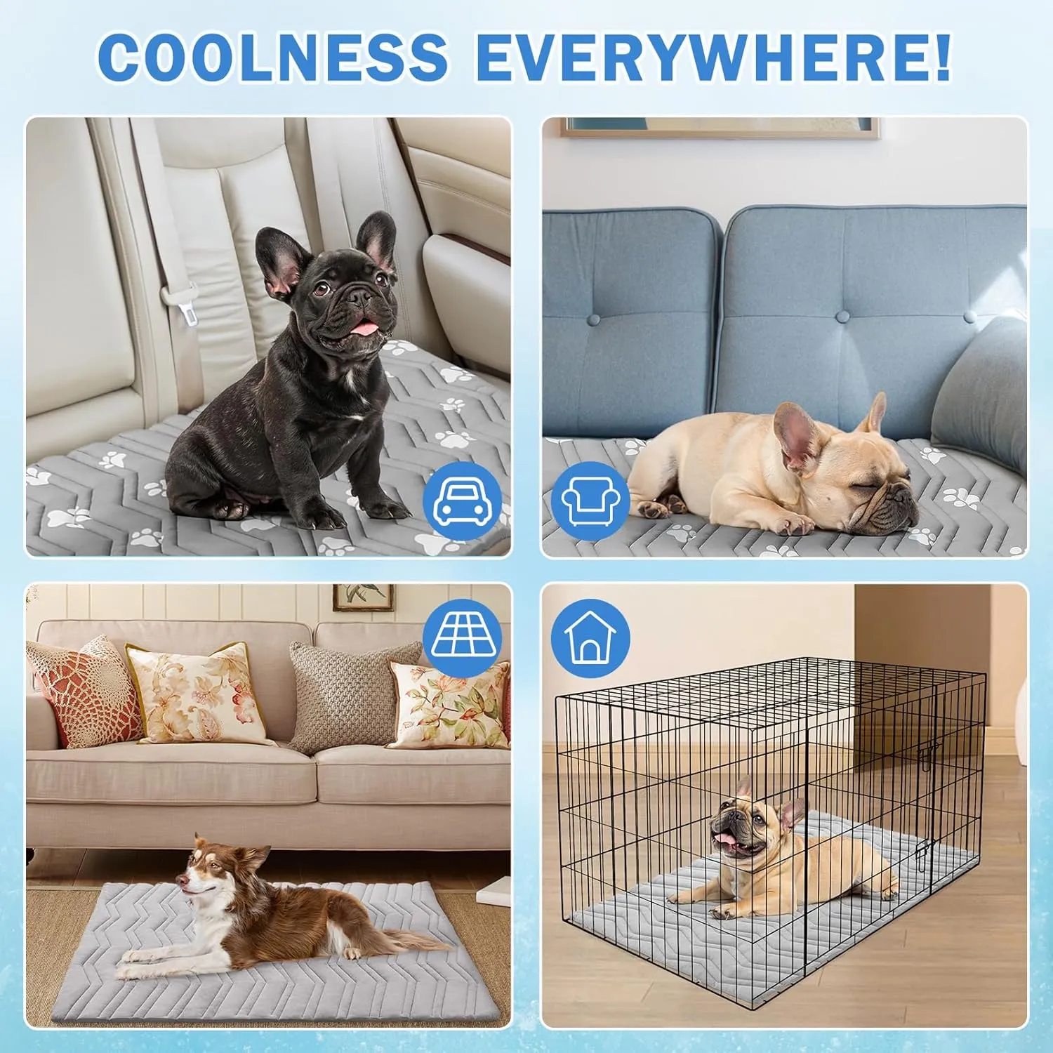 SCENEREAL Dog Cooling Mat for Crate, Thicken Self-Cooling Dog Pad Reversible (Cool & Warm), 36"x23" Pet Cool Bed for M Large XL Dogs,Kennel Sofa Mats Machine Washable, Durable Non-Toxic Gel, Outdoor