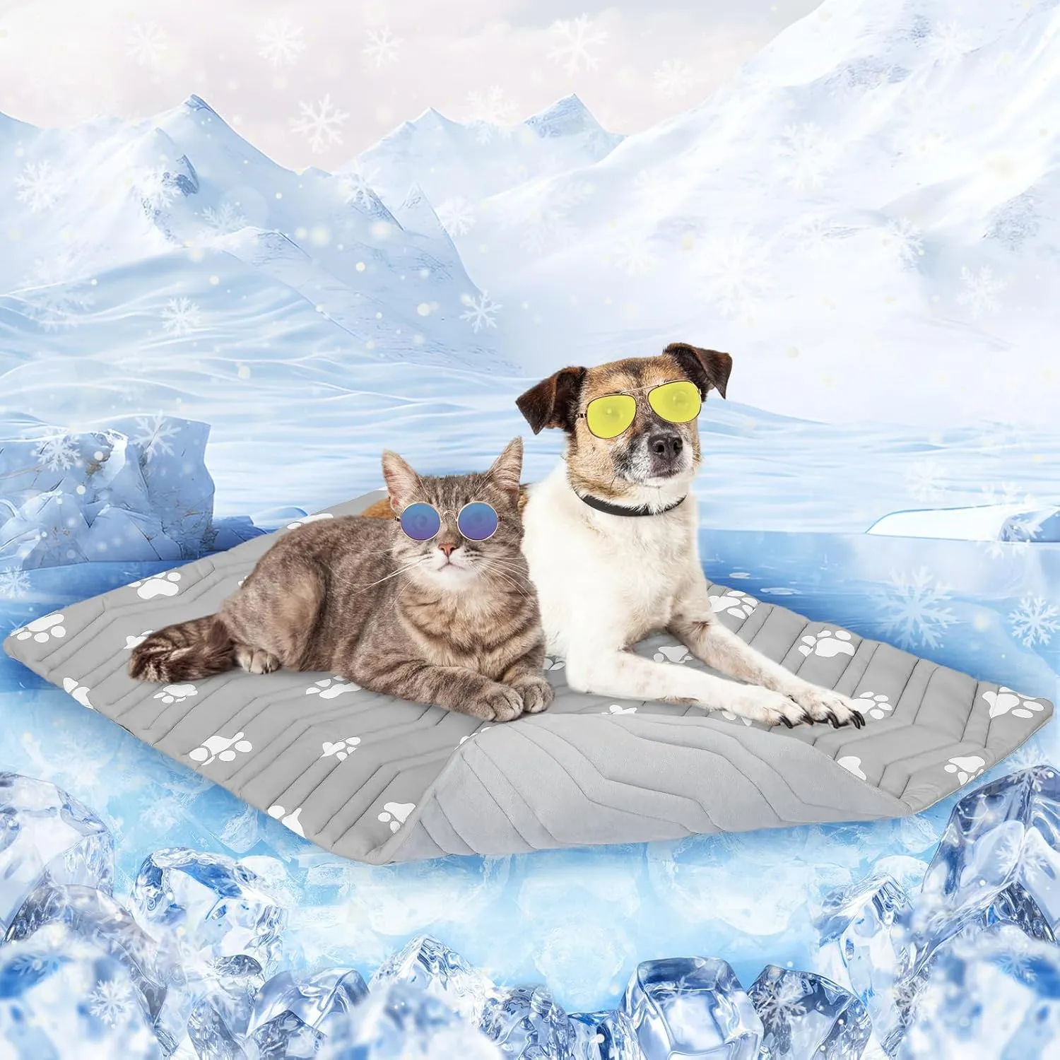 SCENEREAL Dog Cooling Mat for Crate, Thicken Self-Cooling Dog Pad Reversible (Cool & Warm), 36"x23" Pet Cool Bed for M Large XL Dogs,Kennel Sofa Mats Machine Washable, Durable Non-Toxic Gel, Outdoor