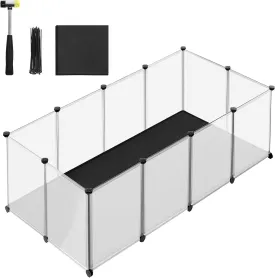 SONGMICS Guinea Pig Playpen, Removable Oxford Fabric Mat, Small Animal Pen, Pet Fence Indoor, DIY Plastic Enclosure for Hamsters, Rabbits, Hedgehogs, 56.3 x 28.7 x 18.1 Inches, White ULPC012W01