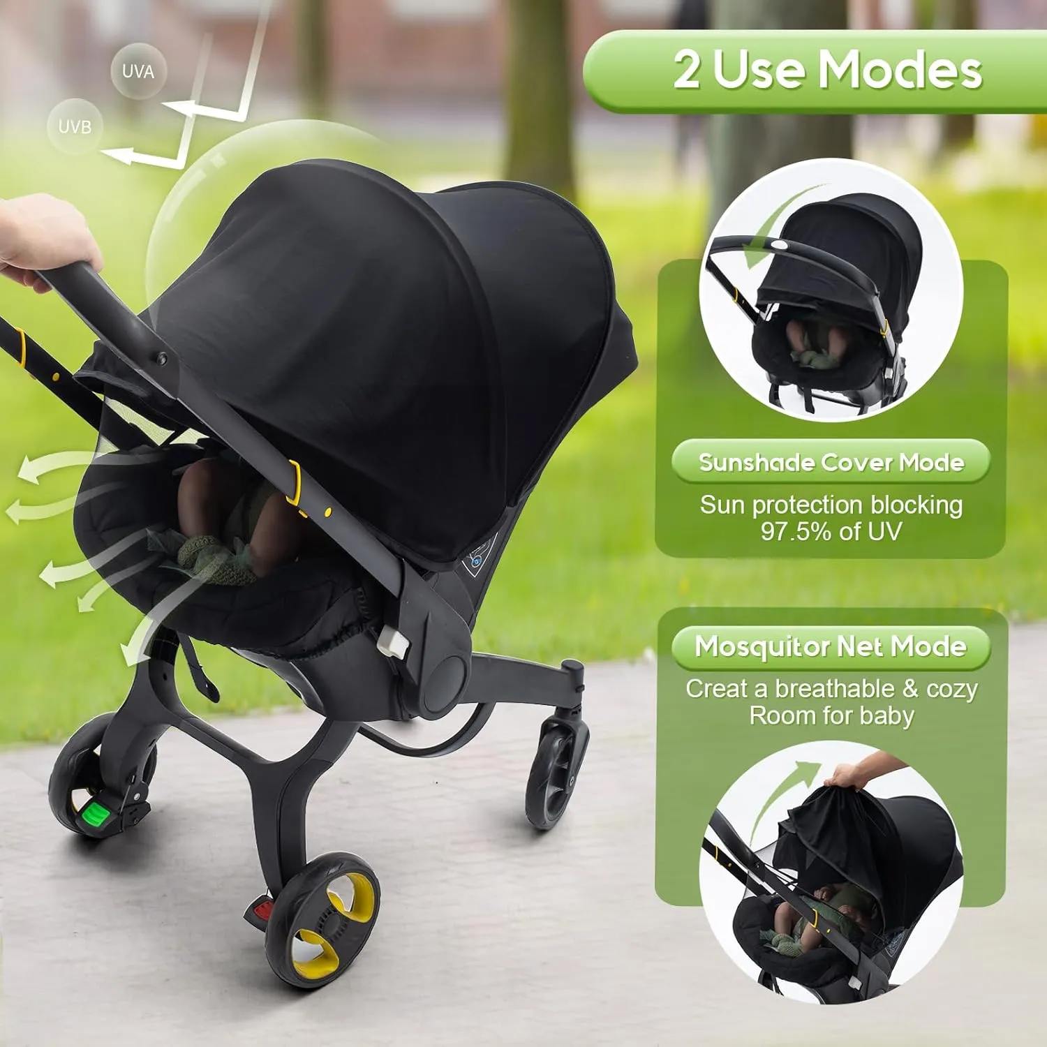 Sun Shade for Doona, Baby Car Seat Cover with Sunshade UV Protection, Summer Mosquito Net for Carseat, Breathable Lightweight Canopy Covers for Girls Boys