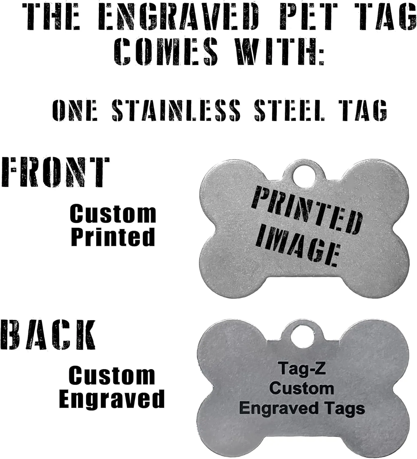 Thin Red Line Flag, Firefighters, Pet ID Tags, Custom Printed and Laser Engraved, Stainless Steel Bone Shape Includes Split Ring and Silencer