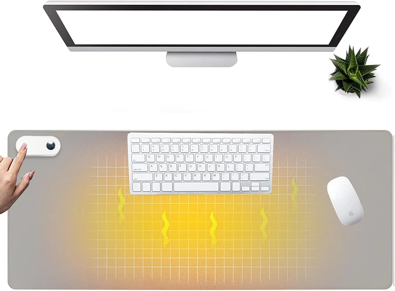 Warm Desk Pad, Heated Mouse Pad, Keyboard Mat, Electric Heating Desk Pad with 5 Heating Levels & 3 Hours Auto Shut-Off, PU Leather Office Desk Mat, 31.5" x 13" Large (Grey)