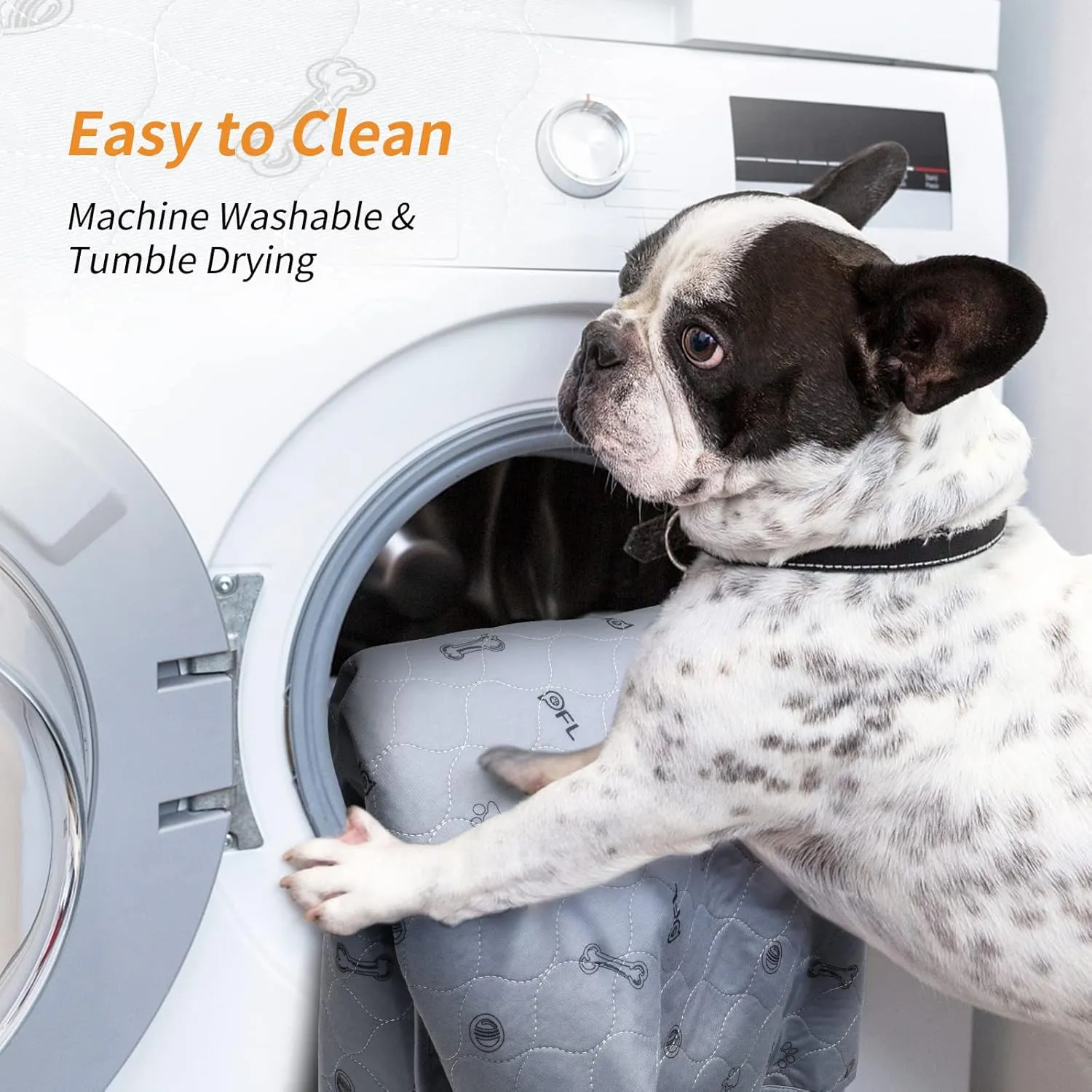 Washable Pee Pads for Dogs, 2Pack Puppy Pads Washable,Absorbent Reusable Whelping Pads Non-Slip Dog Mats with Bone Print for Floor Protector, Couch Cover, Crate, Potty Training 36x41