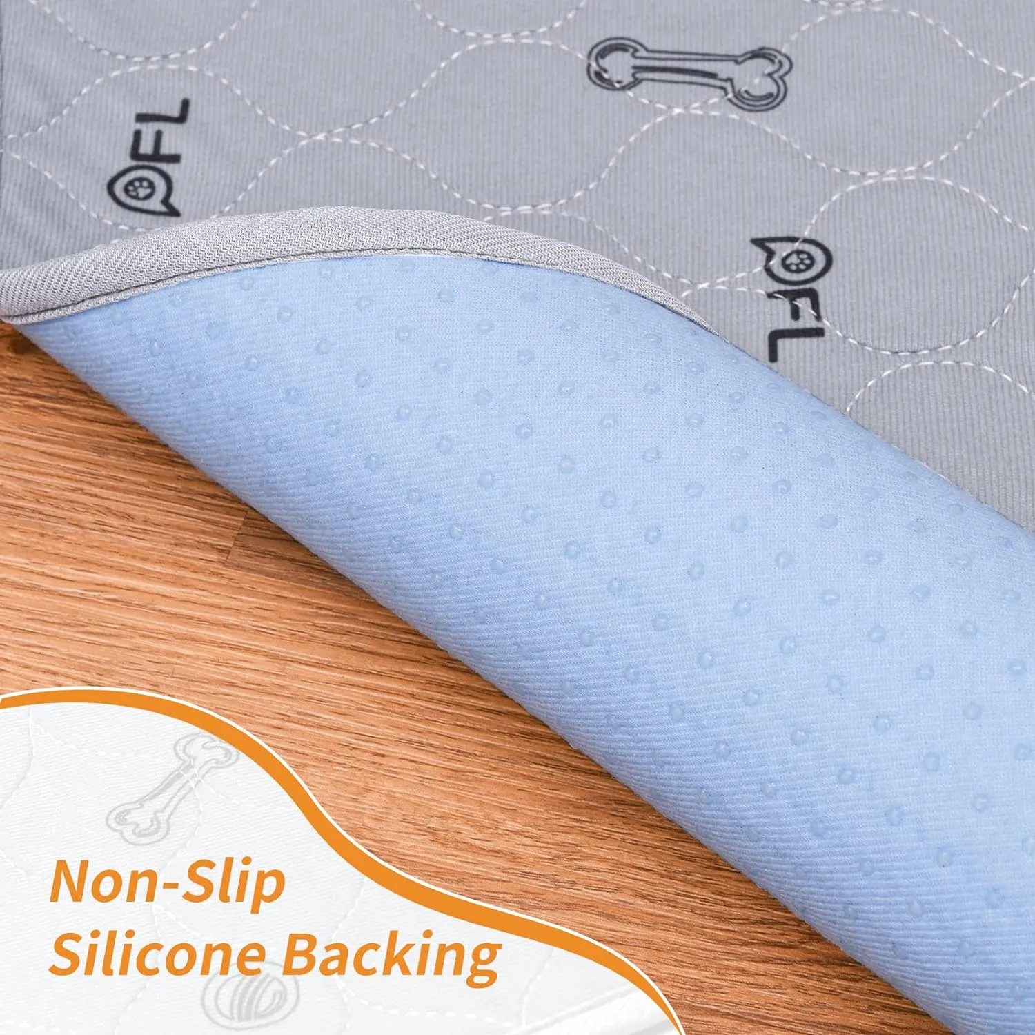 Washable Pee Pads for Dogs, 2Pack Puppy Pads Washable,Absorbent Reusable Whelping Pads Non-Slip Dog Mats with Bone Print for Floor Protector, Couch Cover, Crate, Potty Training 36x41